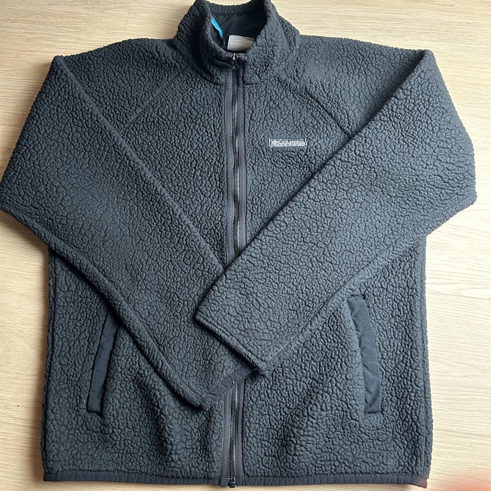 Columbia Sportswear Mens Medium Deep Pile Sherpa Fleece Jacket Full Zip Black